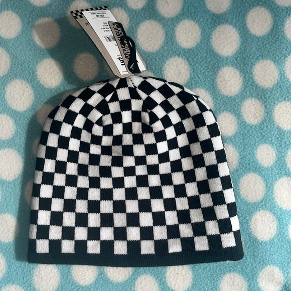 NWT Vans reversible black and white checkered beanie youth one size - Picture 3 of 8